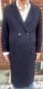 BURBERRY NAVY BLUE 100% CASHMERE DOUBLE BREASTED OVERCOAT 42 - Picture 1 of 4