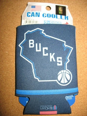 MILWAUKEE BUCKS 2-Sided Can Cooler Thin Foam Koozie Gathering Place NWT Cover