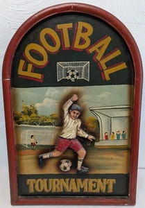 Letrero de pub publicitario de madera en relieve 3D grande vintage torneo de fútbol 24 pulgadas - Imagen 1 de 11