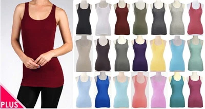 НОВЫЙ плюс размер Racerback основной ребристый Майка хлопок/спандекс - L/XL/1X-2X-3X - Изображение 1 из 3