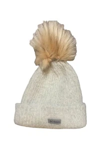 Columbia Womens Cream Ribbed Beanie With Pom Pom. Size OS - Picture 1 of 3