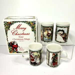 Dunoon 4 Cup Mugs Christmas Cheer Series Made in Scotland Victorian New In Box - Picture 1 of 8