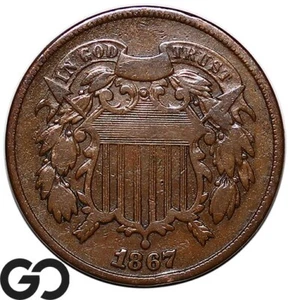 1867 Two Cent Piece - Picture 1 of 3