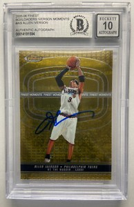 2005-06 Finest Boxloaders #AI9 Allen Iverson Signed Card Beckett Slabbed Auto 10