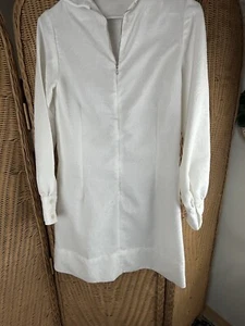 Vintage White Dress Mod GoGo Retro Hippie Long Sleeve - Picture 1 of 11