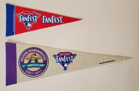 Set of 2 Diamondbacks 10 Anniversary World Series All Star FanFest Mini Pennant Cover