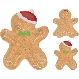Medium Ceramic Gingerbread Cookie Snack Bowl | Festive Christmas Dish - 24cm - Picture 1 of 4