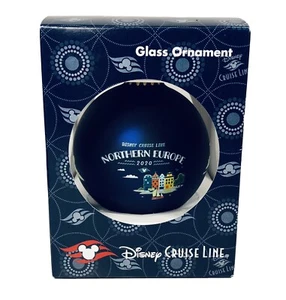 Disney Cruise Line Northern Europe 2020 Glass Ball Ornament Blue NEW NIP - Picture 1 of 7