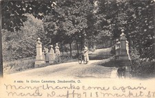 Steubenville Ohio ~ Cemitério Da União ~ Senhoras Vitoriano Em Bicicletas ~ Downhill Road ~ 1907
