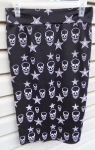 Women's AZULES Pull On SKULL & STAR Polyester Black Skirt ~ Size M ~ Made in USA - Picture 1 of 5