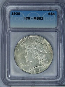 1926 Peace Dollar $1 ICG MS61 - Picture 1 of 2
