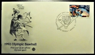 1992 Olympic Baseball First Day Cover Atlanta Georgia - Image 1 of 2