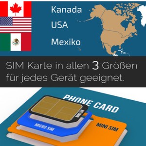 Prepaid Nordamerika SIM 50 GB Daten in USA und 5 GB in Kanada / Mexiko - 21 Tage