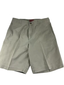 Chaps Denim Shorts Mens Size 36 Khaki Beige Chino Cotton Bermuda Flat Front - Picture 1 of 6