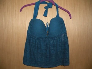 Into the Bleu Nuevo con etiquetas Crochet Tankini Top Traje de Baño Nuevo Talla 8 Mujer Azul Acolchado - Imagen 1 de 9