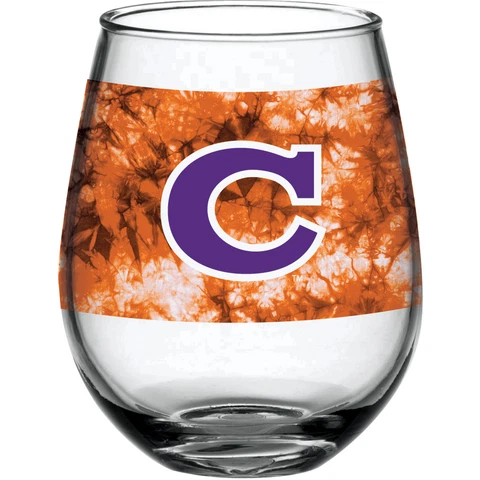 Clemson Tigers 15oz. Vintage Tie-Dye Stemless Wine Glass Cover