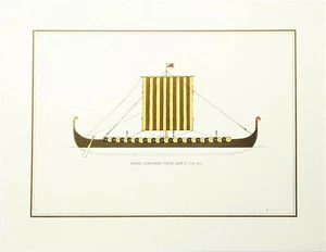 Litografía Sailing Through the Centuries #2 nórdica Longship 900 dC, artista Macfie - Imagen 1 de 3