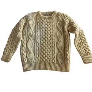 Vintage Ivory ATHENA DESIGNS Strickpullover Irish Wool Sweater L - XL - Bild 1 von 3