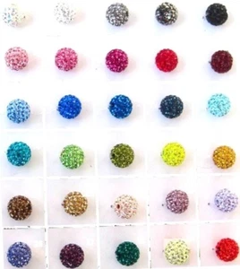  10 mm Sterlingsilber Pavé Kristall Kugel Ohrstecker KOSTENLOSE KOMFORTSCHEIBE  - Bild 1 von 29