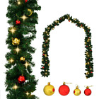 NNEVL Christmas Garland Decorated with Baubles and LED Lights 10 m
