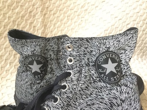 CONVERSE CHUCK TAYLOR SCRUNCH COLLAR BLACK REFLECTIVE & WHITE HIGH TOP NWB SZ 8