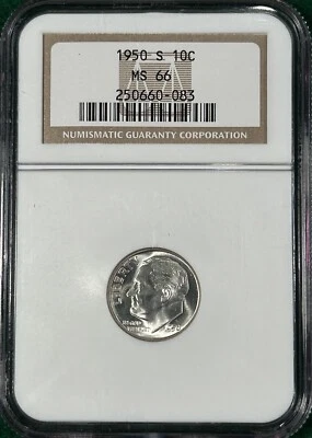 1950 S Roosevelt Dime NGC MS66 - Image 1 of 4