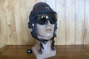 Early Chinese Su/MiG Pilot Leather Flying Helmet,Headset Cap,Goggles - Foto 1 di 15