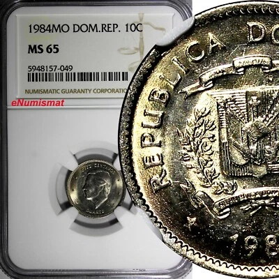 Dominican Republic Duarte 1984 MO 10 Centavos NGC MS65 Human Rights KM# 60 (49) - Image 1 of 4