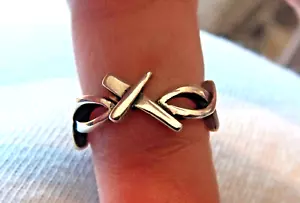 size 10 Sterling Silver 7mm wide at Nail Cross Christian Fish Ring - Picture 1 of 5