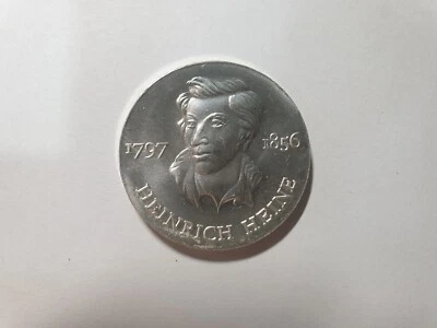 Germany DDR 10 Mark Silver Heinrich Heine, 1972, BU - Image 1 of 2
