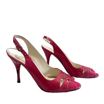 Stuart Weitzman barbiecore hot pink patent leather slingback size 8 N - Image 1 of 4