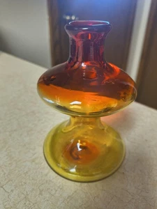 Blenko Handmade Glass 57-F Mini Mushroom Vase in Tangerine Wayne Husted Design - Picture 1 of 4