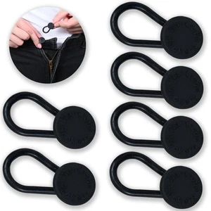 Flexible Button Extenders for Jeans & Pants (6-Pack Black Buttons) Waist Expa... - Picture 1 of 8