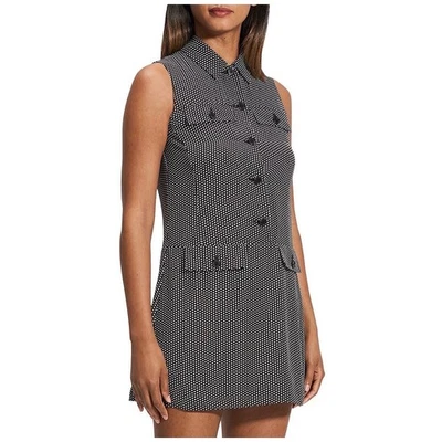Theory SLEEVELESS DOT PRINT MILITARY MINI DRESS Black 12 - Image 1 of 4