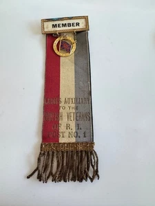 Vintage Ladies Auxiliary to the British Veterans of Rhode Island Ribbon Pin RARE - Picture 1 of 9