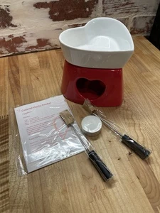 Avon Red Heart Teelicht Fondue Set für zwei Valentinstag Jubiläum Neu im Karton - Bild 1 von 6