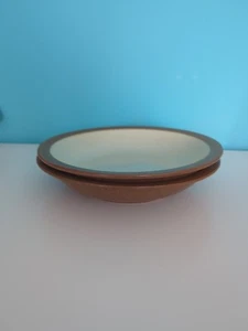 Denby Cinnamon Cream Rimmed Bowls X 2 Cereal, Soup 21cm Excellent Condition Rare - Picture 1 of 6