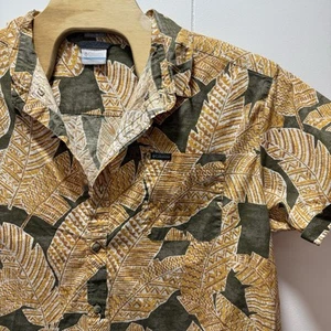Camicia Columbia gialla stampa tropicale vestibilità classica manica corta taglia XXL 2XL - Foto 1 di 6