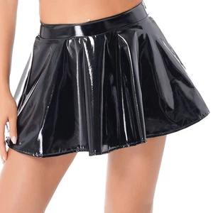 Skirt Skirt Leather Miniskirt Performance A-Line Skirts Clubwear Cosplay - Picture 1 of 41