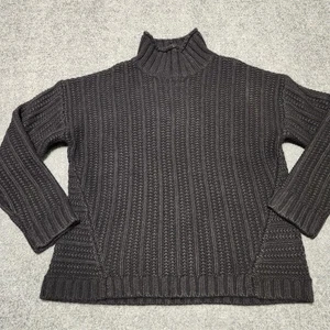 Garnet Hill Pullover Damen Medium schwarz 100% Kaschmir Grobstrick Zopfmuster strukturiert - Bild 1 von 13
