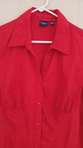 SONOMA XLarge Dark Red Short Sleeve Point Collared Short Sleeve Blouse - Picture 1 of 8