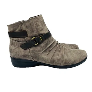 Natural Soul Womens Boots Size 9 M Brown Coltrane Ankle Booties Creased Zipper - Picture 1 of 11