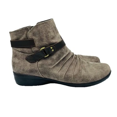 Natural Soul Womens Boots Size 9 M Brown Coltrane Ankle Booties Creased Zipper - Image 1 of 4