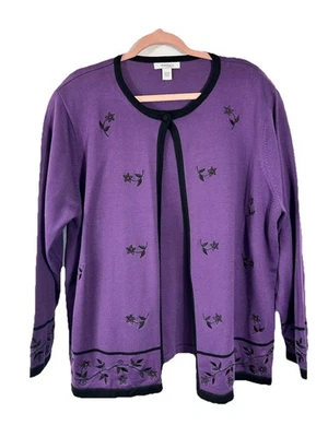 Dressbarn 女式拉开开衫分层尺寸 18/20 Lagenlook Office 经典 — 第 1/4 张图片