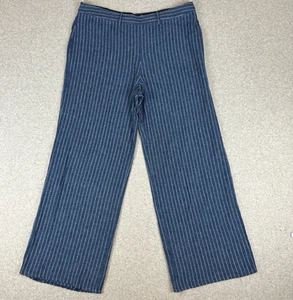 Sportscraft Wide Leg Pants Women's Size 14? Blue Striped Linen Blend Flowy - Picture 1 of 10