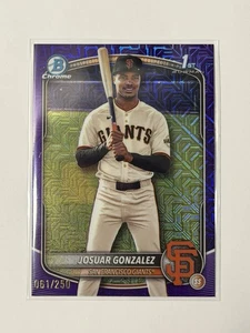 2025 Bowman Chrome Mega Josuar Gonzalez 1st Purple Mojo /250 Giants BCP-153 - Bild 1 von 3