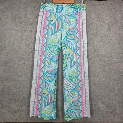 Lilly Pulitzer Palazzo Pants Wide Leg Tropical Print Rayon XS Multicolor - Image 1 of 4