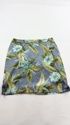 Tommy Bahama Falda Mujer 12 Azul Tropical Floral Hibisco Elástico Algodón Informal Foto 1 de 4