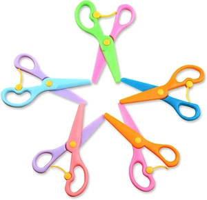 5 Pack Kids Safety Scissors Child Training Preschool Craft Paper Cutting Tools - Picture 1 of 7