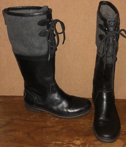 UGG Elsa 1005578 Size EU 38 / US 7 Women’s Tall Black Laceup Boots - Picture 1 of 18